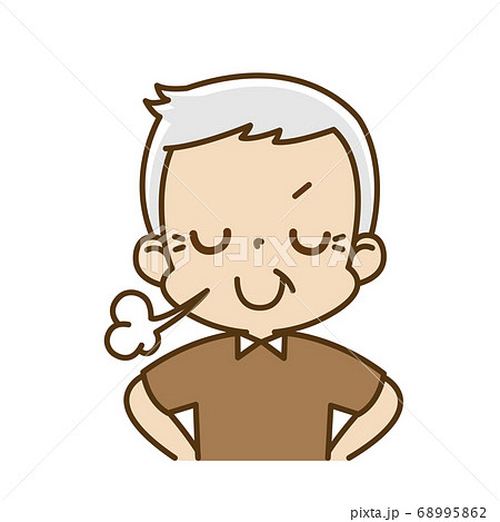 自慢気な高齢男性 おじいちゃんのイラスト素材