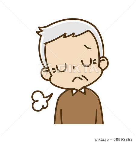 ため息をついている高齢男性 おじいちゃんのイラスト素材