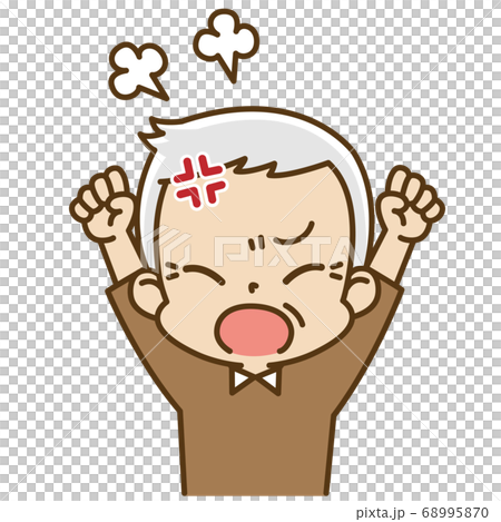怒っている高齢男性 おじいちゃん 68995870