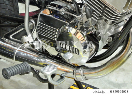 SERDANG, MALAYSIA -JULY 29, 2017: YAMAHA logos at the motorcycle body. YAMAHA is one of the famous motorcycles manufactures in the world.    68996603