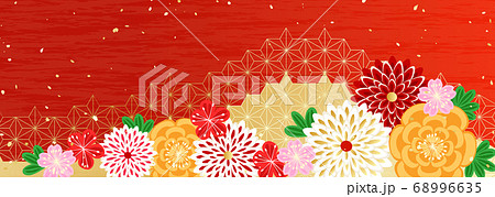 華やかな着物風花柄 68996635