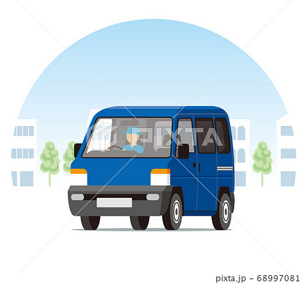 街を走る軽ワゴン、ワンボックス、運送、配送、運送 68997081