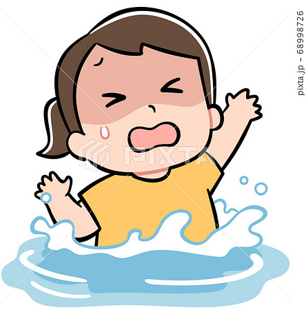 溺れる女の子のイラスト素材