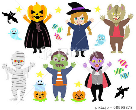 ハロウィンキャラクターセットのイラスト素材 6978