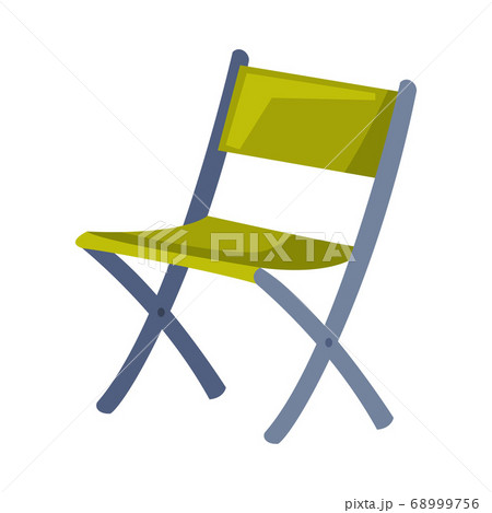 Folding Fishing or Camping Chair, Outdoor Activity Equipment Cartoon Vector Illustration 68999756