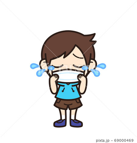 男の子 悲しい マスクのイラスト素材