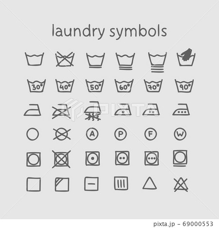 Vector laundry icons, info on clothes. Hand drawing style isolated 69000553