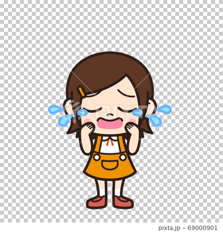女の子 悲しいのイラスト素材