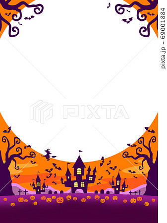 ハッピーハロウィン 背景イラスト 3 2 ホワイト ライトオレンジ バイオレットのイラスト素材