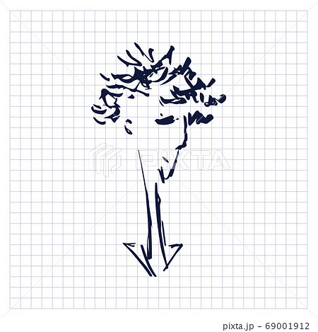 Portrait. Sad young man. Sloppy simple one line doodle drawing. Vector illustration. Portrait. Sad young man. Sloppy simple one line doodle drawing. Vector illustration. 69001912