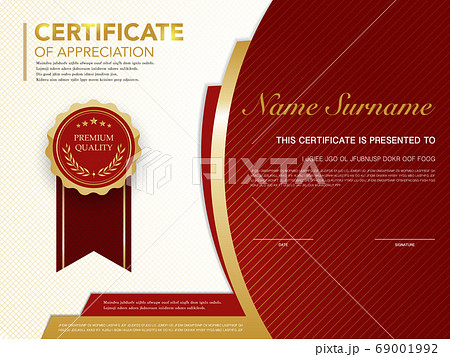 diploma certificate template red and gold color with luxury and modern style vector image. 69001992