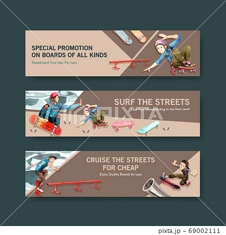 Banner template with skateboard design concept for Banner template with skateboard design concept for 69002111
