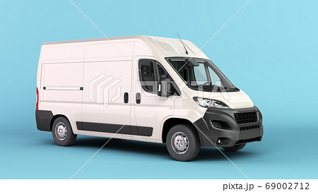 White Delivery Van Icon 3d render on blue gradient 69002712
