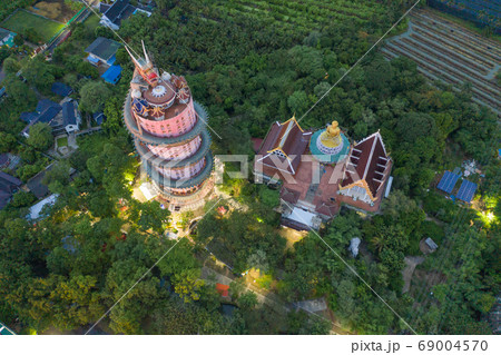 Aerial view of Wat Samphran or Chinese Dragon 69004570