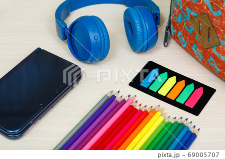 School backpack with book, headphones and color 69005707