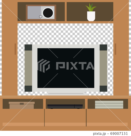 イラスト素材　テレビとテレビ台　家電　雑貨　リビング　インテリア　ベクター 69007131