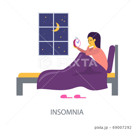 Insomnia Health concept on white background, flat Insomnia Health concept on white background, flat 69007292