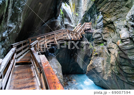 Sigmund Thun Gorge. Cascade valley of wild Kapruner Ache near Kaprun, Austria 69007594