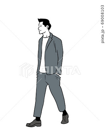 散歩する男性のイラスト素材