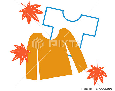 秋の素材 紅葉と衣替えのイラスト素材