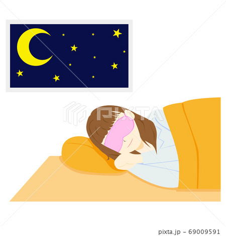 アイマスク　睡眠をとる　女性 69009591