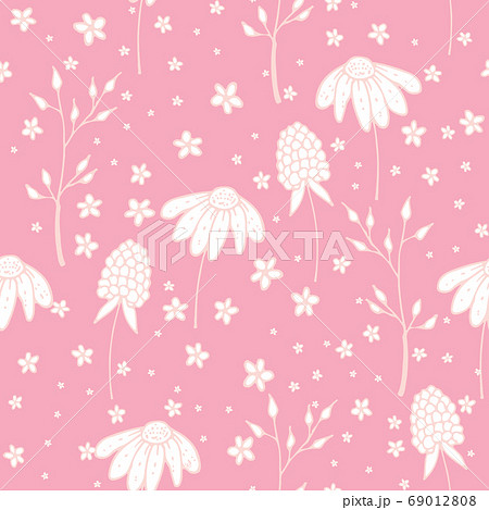 Hand Drawn Seamless Background With Floral Ornaments Hand Drawn Seamless Background With Floral Ornaments 69012808