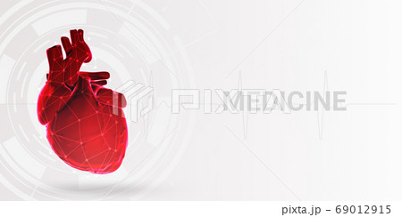 Illustration of human heart on dark blue background 69012915