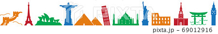 Panoramic vector collage for world famous sighseeings 69012916