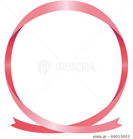 丸いりぼんフレーム ピンク のイラスト素材
