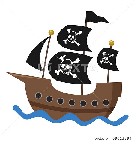 海賊船のイラストのイラスト素材