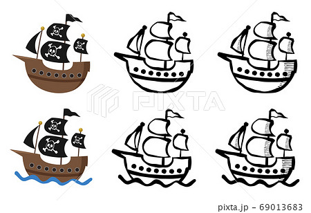 帆船と海賊船のイラスト素材セットのイラスト素材 69013683 Pixta