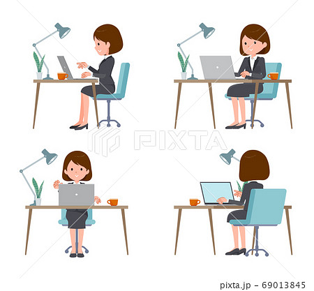 desk work job female stock illustration 69013845 pixta