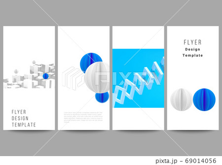 Vector layout of flyer, banner design templates for website advertising design, vertical flyer design, website decoration backgrounds. 3d render vector composition with dynamic geometric blue shapes. Vector layout of flyer, banner design templates for website advertising design, vertical flyer design, website decoration backgrounds. 3d render vector composition with dynamic geometric blue shapes. 69014056