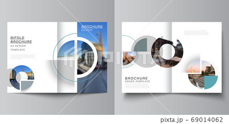 Vector layout of two A4 cover mockups design template for bifold brochure, flyer, cover design, book, brochure cover. Background with abstract circle round banners. Corporate business concept template Vector layout of two A4 cover mockups design template for bifold brochure, flyer, cover design, book, brochure cover. Background with abstract circle round banners. Corporate business concept template 69014062