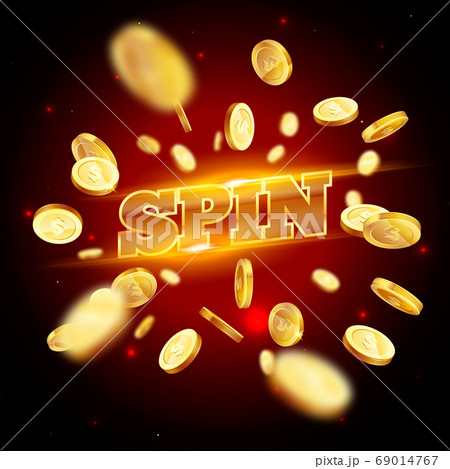The gold word Spin, surrounded by attributes of 69014767