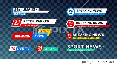 TV news third lower bar banner for broadcast sport. Set of tv bars video and text television TV news third lower bar banner for broadcast sport. Set of tv bars video and text television 69015364