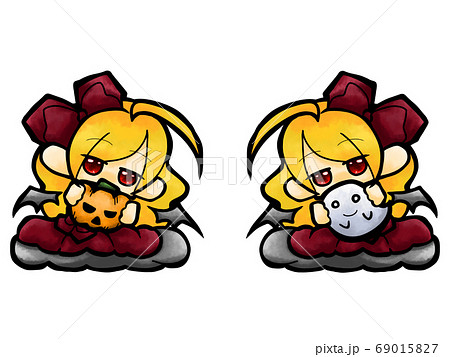 原宿系ゴスロリのハロウィン双子コーデのイラスト素材
