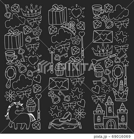 Princess and fantasy icon and and design element for invitation and greeting card. 69016069