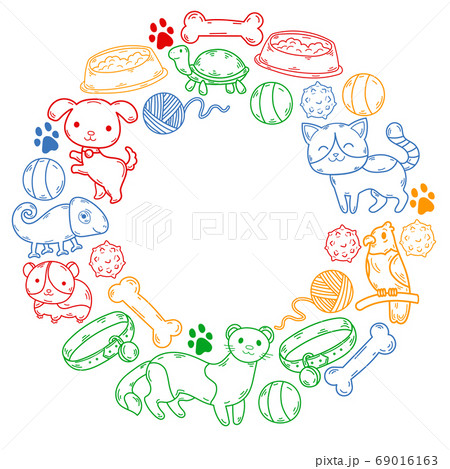 Veterinary clinic, zoo, pet shop. Cats, dogs, fish, parrot. Toys for animals, animal care. 69016163