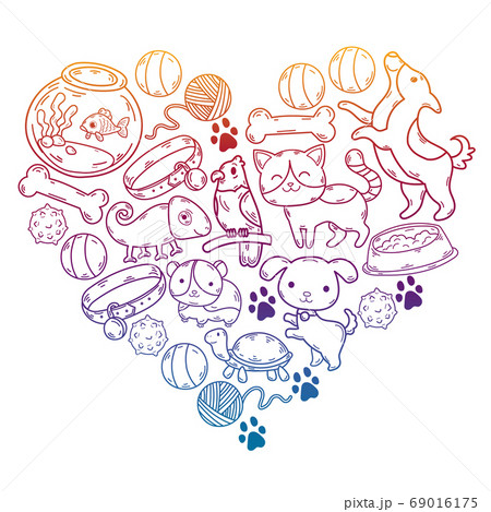 Veterinary clinic, zoo, pet shop. Cats, dogs, fish, parrot. Toys for animals, animal care. 69016175