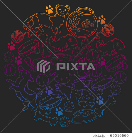 Veterinary clinic, zoo, pet shop. Cats, dogs, fish, parrot. Toys for animals, animal care. 69016660