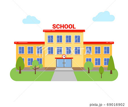 School University Building Vector Elementary のイラスト素材