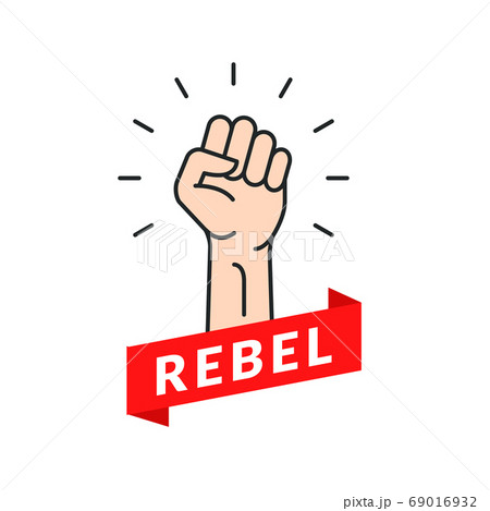 Fist hand power rebel logo. Protest strong fist raised fight icon, rebel illustration 69016932
