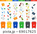 Set of sorting bins for garbage of different colors illustration in a flat design. 69017625