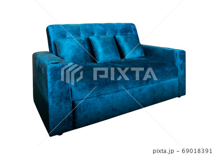 Blue soft sofa. Modern design sofa isolated on 69018391