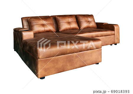 isolate seat leather sofa on white  with clipping 69018393