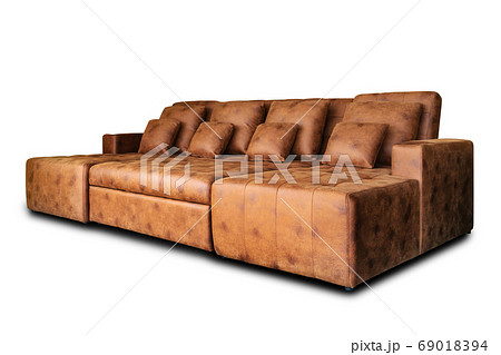 isolate seat leather sofa on white background 69018394