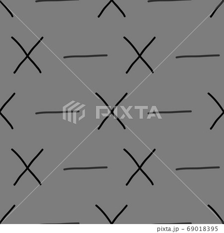 Dashes and crosses on Gray background Seamless repeat pattern Vector. 69018395