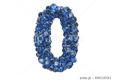 Number 0 from blue diamonds or sapphires 69018581