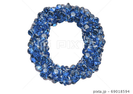 Letter O from blue diamonds or sapphires 69018594